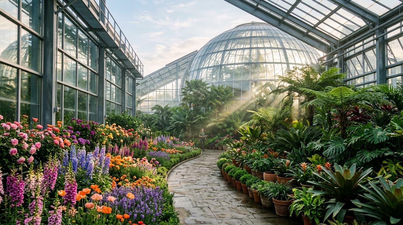 Horticultural Botanical Conservatory and Research Greenhouse Background